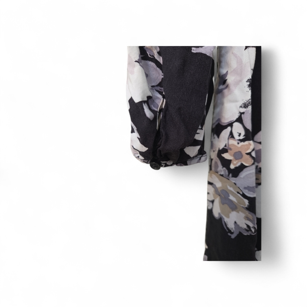 Old Navy Black Floral Print Three Quarter Sleeve Dress Small - Picture 4 of 8
